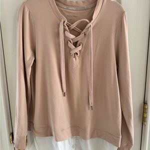 Calvin Klein Women's Pink Lace-Up Top